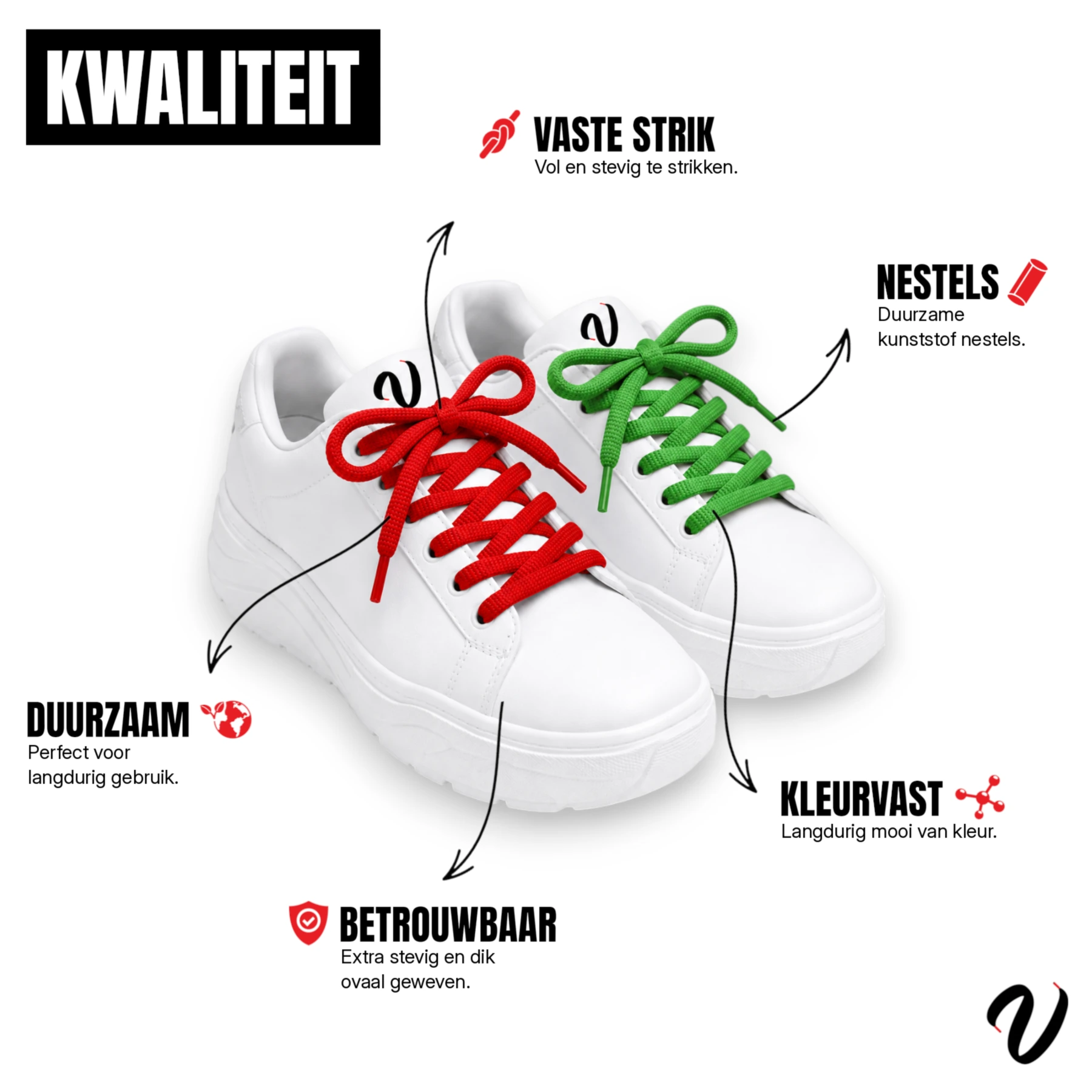 Dikke ovale veters - Helderwit