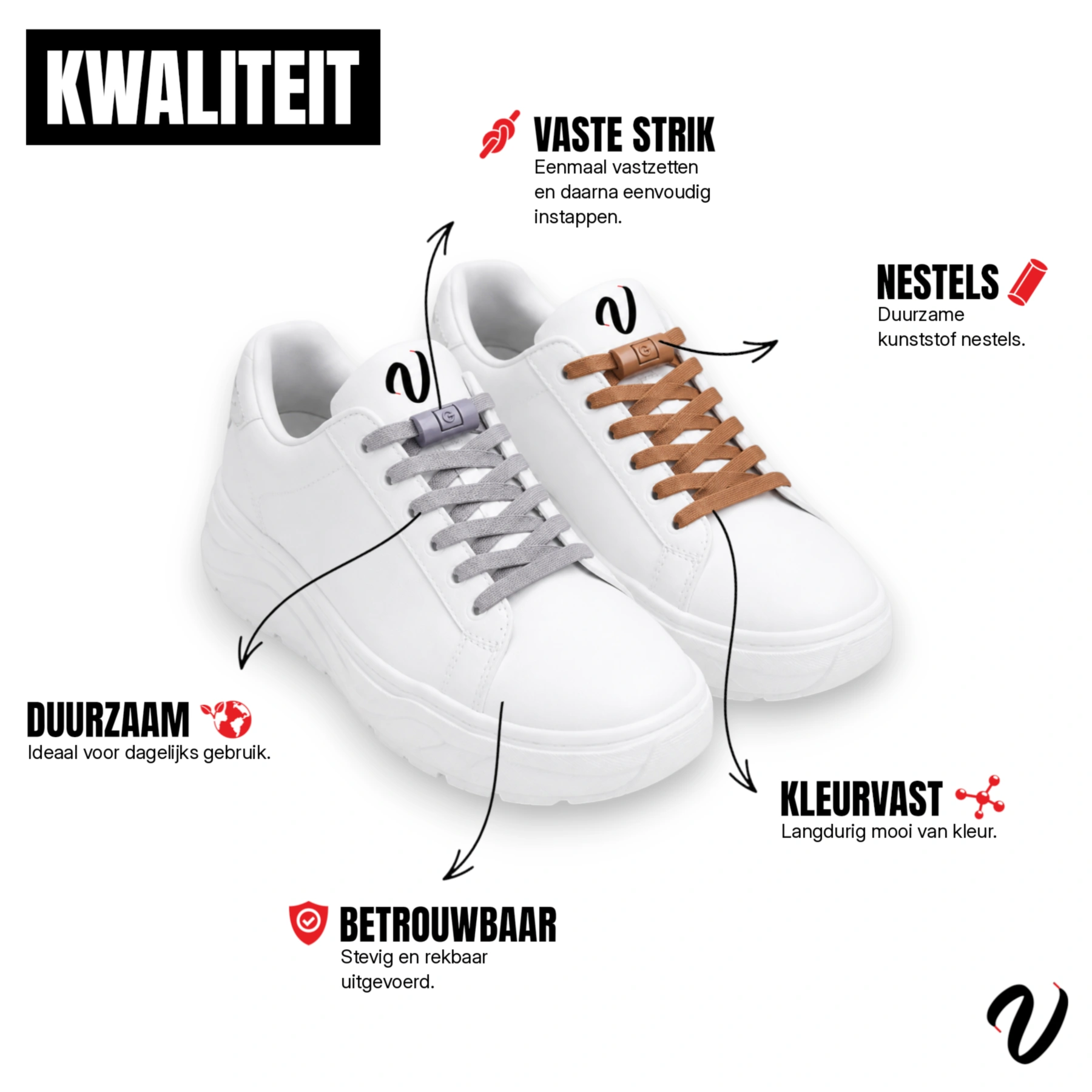 Elastische veters - Hazelnoot