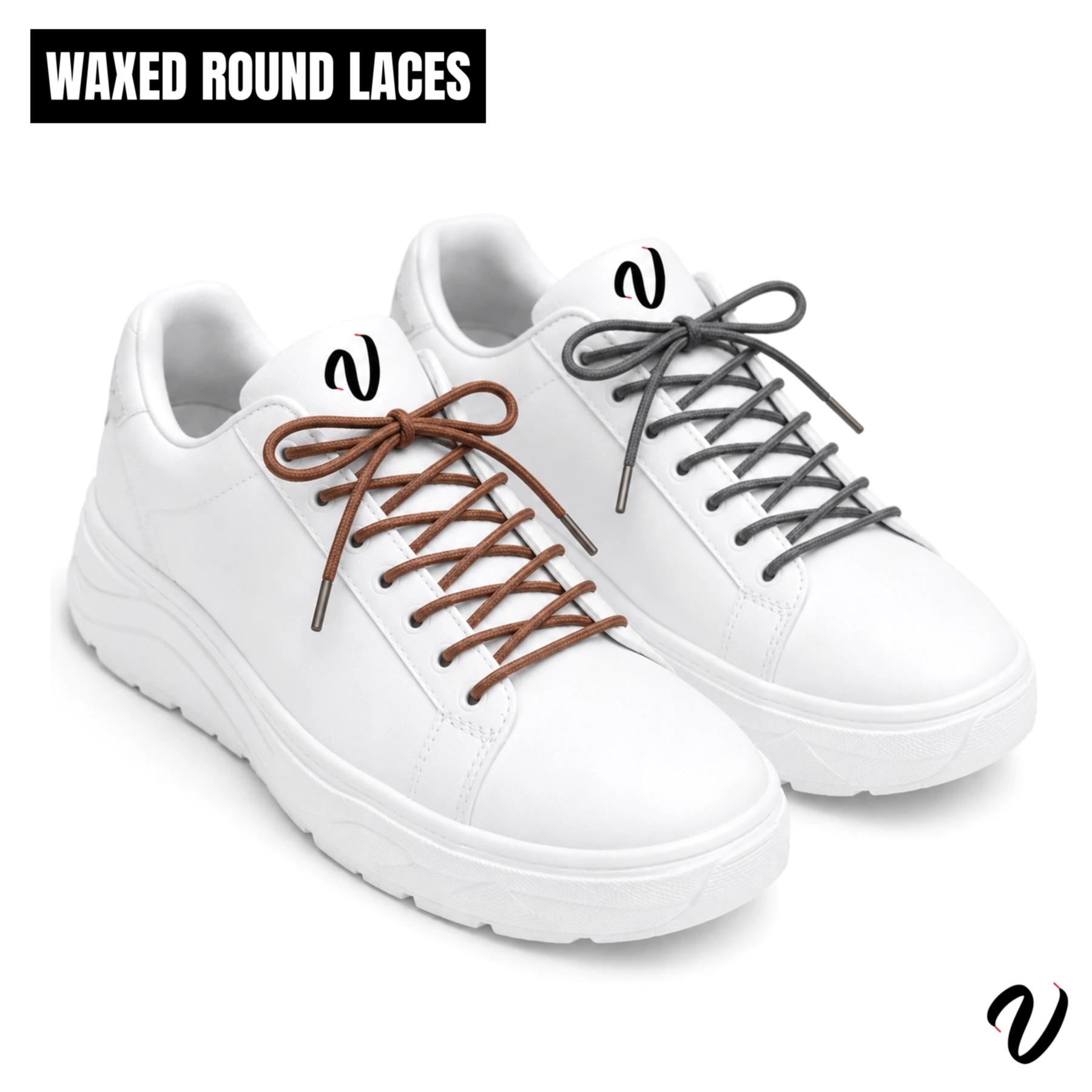 Waxed Round Laces - Grey (5-Pack)