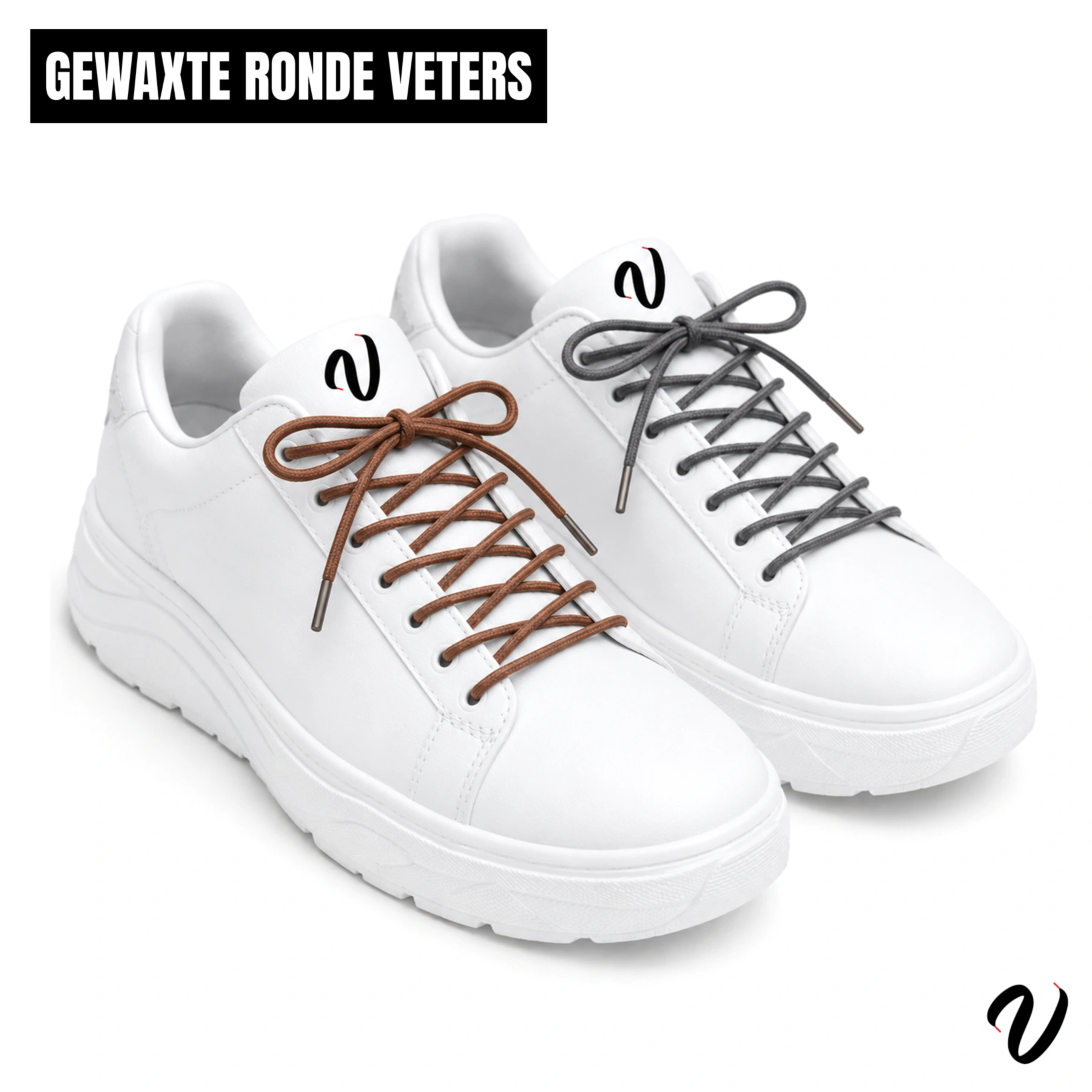 Ronde wax veters - Grijs (5-Pack)