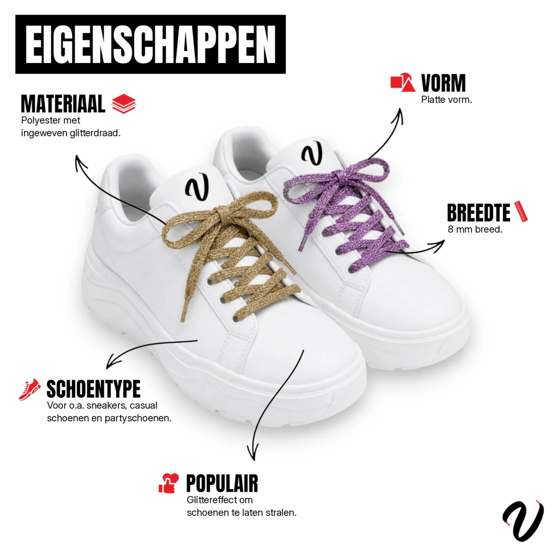 Glitter veters - Zwart