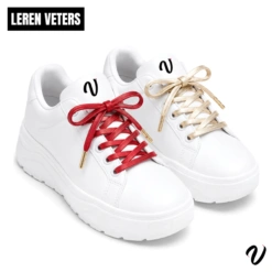 Leren veters - Rood