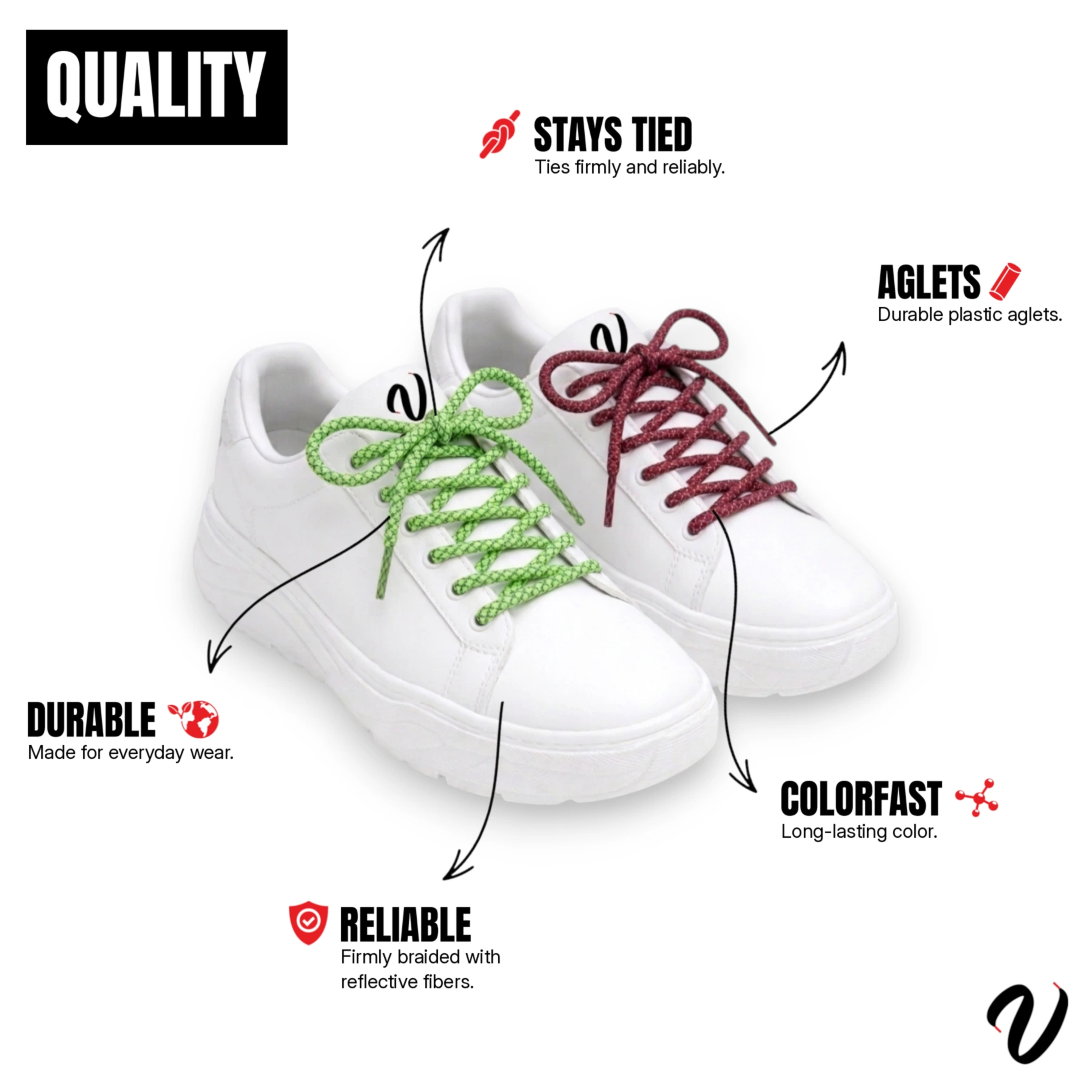 Reflective Round Laces - Grey (5-Pack)